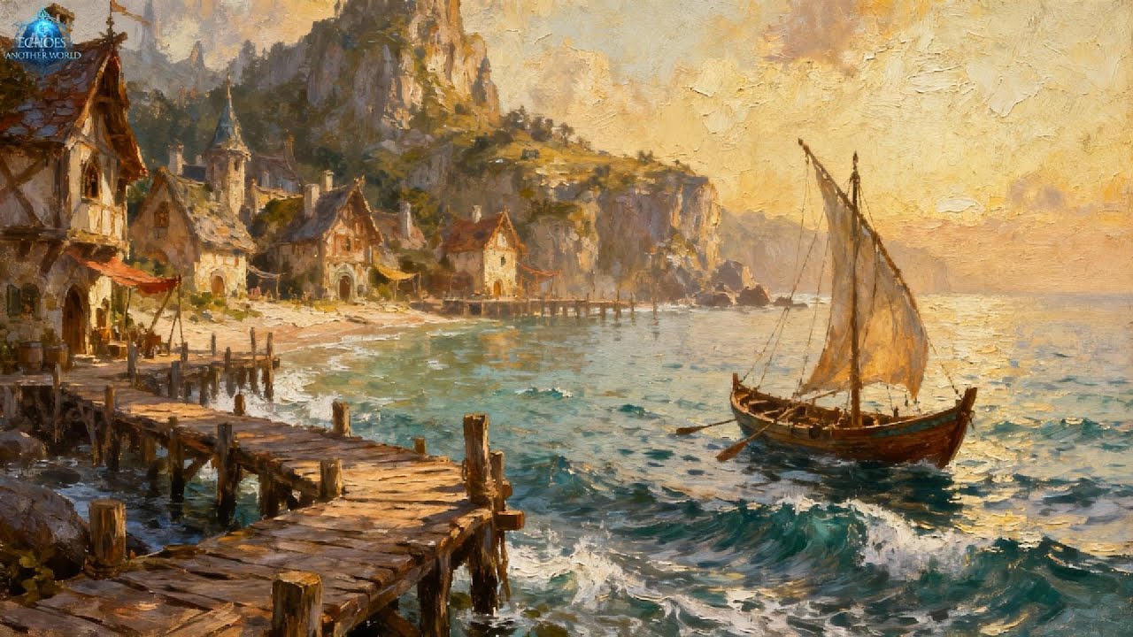 Calm Fantasy Ambience – The Sea Village by the Tides (1 Hour) | Relaxing Dream Music