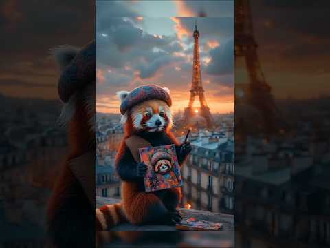 Red Panda Painting In Paris Stunning AI Generated Art Copyright Free Image Prompt