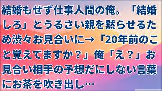 【感動する話】結婚もせず仕事人間の俺。「結婚しろ」とうるさい親を黙らせるため渋々お見合いに→「20年前のこと覚えてますか？」俺「え？」お見合い相手の予想だにしない言葉にお茶を吹き出し…