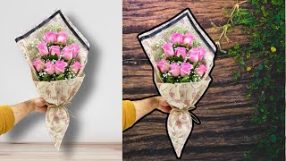 10 Pink Rose Bouquet | 10 Rose Wrapping Idea | How To Make a Bouquet | Flower Bouquet | Dream Flower