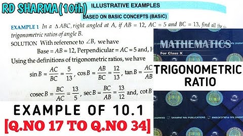 RD SHARMA CLASS 10 TRIGONOMETRIC RATIO EXAMPLE OF -10.1 [Q.NO 17 TO 34] MATH FEAR | CHAPTER 10|CBSE