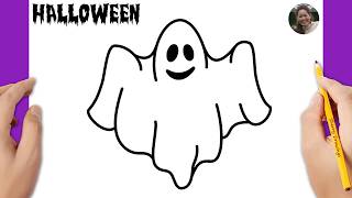 How to Draw a Ghost 👻🎃 | Easy Step-by-Step Halloween Drawing