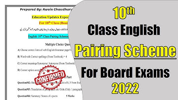 10th Class English Pairing Scheme 2022 | For All Punjab Boards | By Education Updates