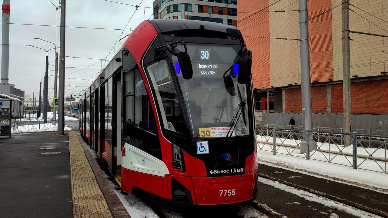 Поездка на трамвае «Невский» (71-932) "7755" (ГЭТ), по маршруту 🔵30🔵.