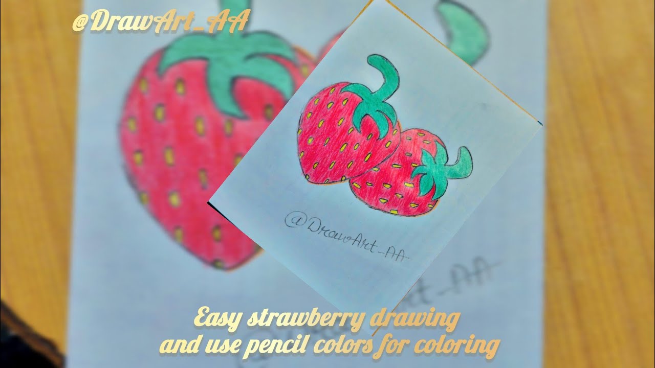 Easy strawberry drawing with pencil colours || Simple drawing tutorial || Simple pencil color art