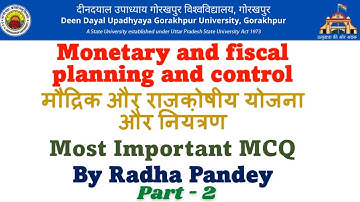 Monetary and fiscal planning and control | Most Important MCQ PART -3 | By Radha Pandey ||