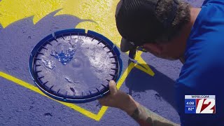 Boston Marathon starting line gets fresh coat of paint ahead of Monday's race
