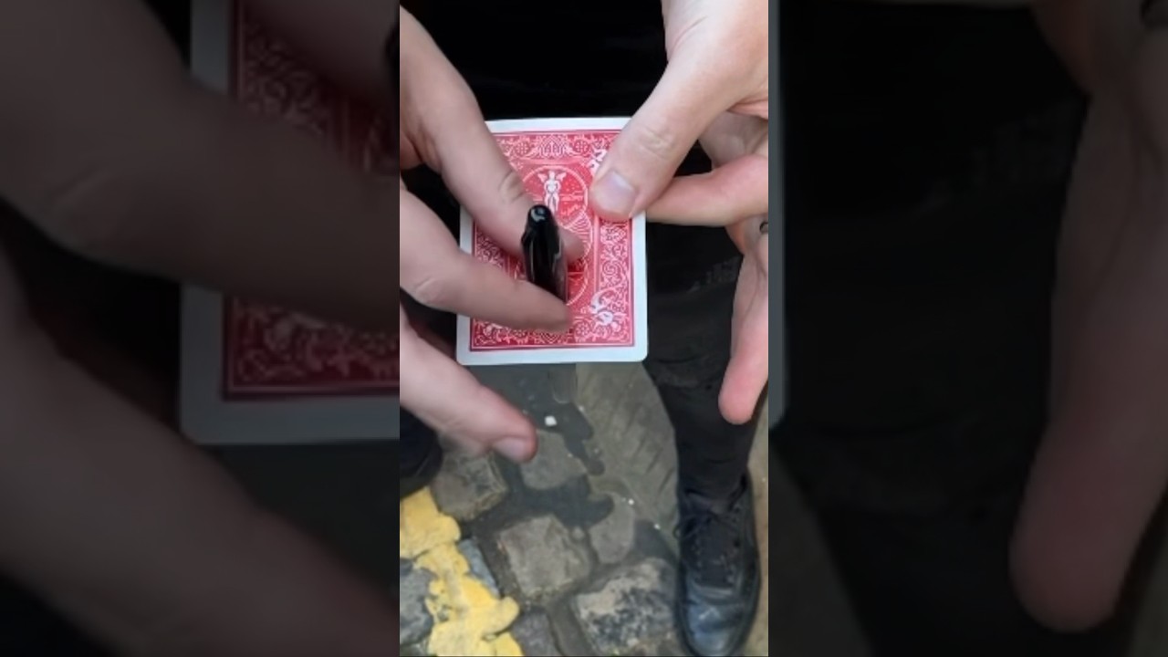 The Sharpie goes through the card🤯&clubs;️&hearts;️&spades;️&diams;️ #magic #magician #trick
