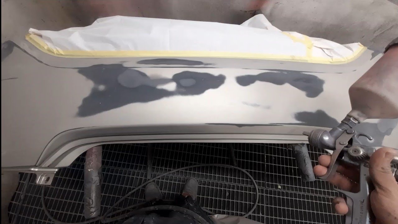 bumper repair/طريقة رش طلاء اكصدام السيارة القديم/بالمعجون الجلد/الي قناة طرق دهان السيارات