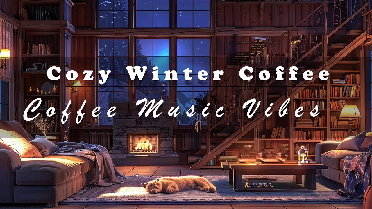 Cozy Winter Coffee Shop Ambience with Relaxing Jazz Instrumental Music ...