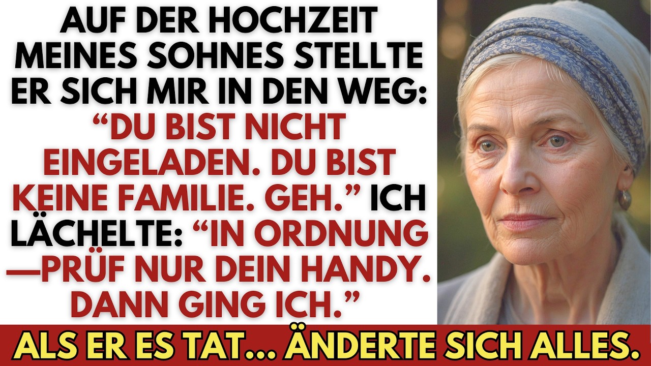 Mein Sohn wies mich auf seiner Hochzeit ab… doch sein Handy enthüllte eine verheerende Wahrheit.