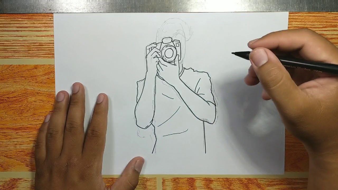 Photographer Basic Draw Photographer Taking A Picture Drawing