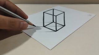 Desenhos 3D 🔥 Como desenhar CUBO 3D