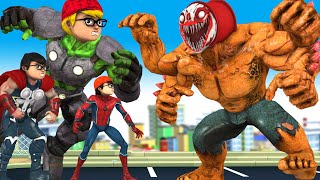 Avengers Team Nickhulk Hero vs Giant Zombie Six Hands Saves City - Scary Teacher 3D Animation