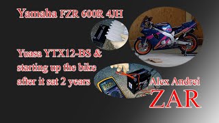 Installing a motorcycle battery - Yuasa YTX12 BS on a Yamaha FZR 600R 4JH and start up after 2 years