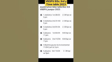 #VBSPU Bsc 3rd year time table 2023