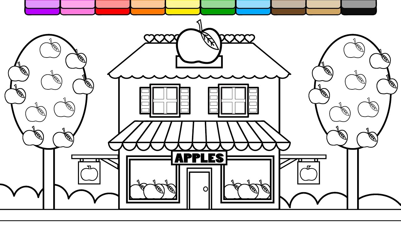 Download Coloring Apple Store House Coloring Page for Kids to Learn to Color - YouTube