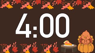 4 Minute Cute Thanksgiving Turkey Timer (Happy Piano Alarm at End, No Music)