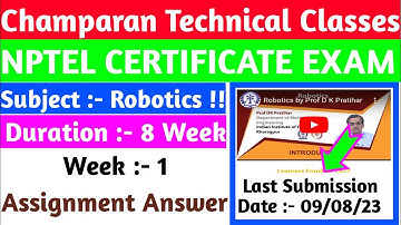 Robotics !! Assignment Answer !! Week 1 Assignment Answer 100 % Right Answer !!