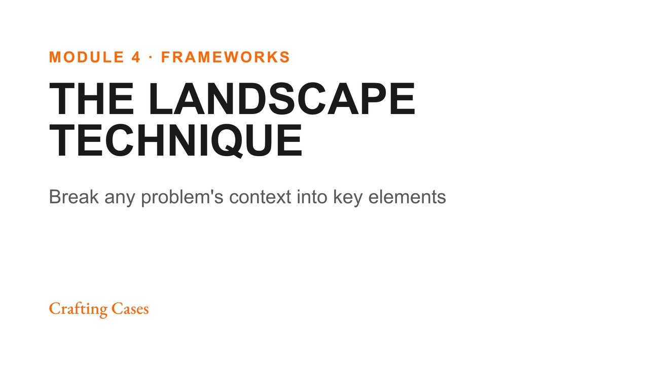 Case Interview Fundamentals: Lesson 21 [The Landscape Technique] — Transcript