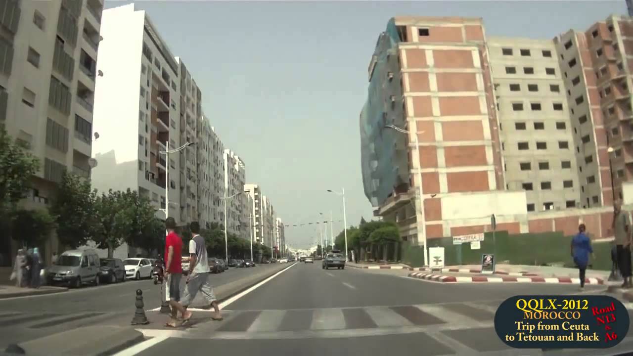 042 MOROCCO 2012 Trip from Ceuta to Tetouan and BACK - Street view car TOFIL WORLD'S ROADS DRIVING
