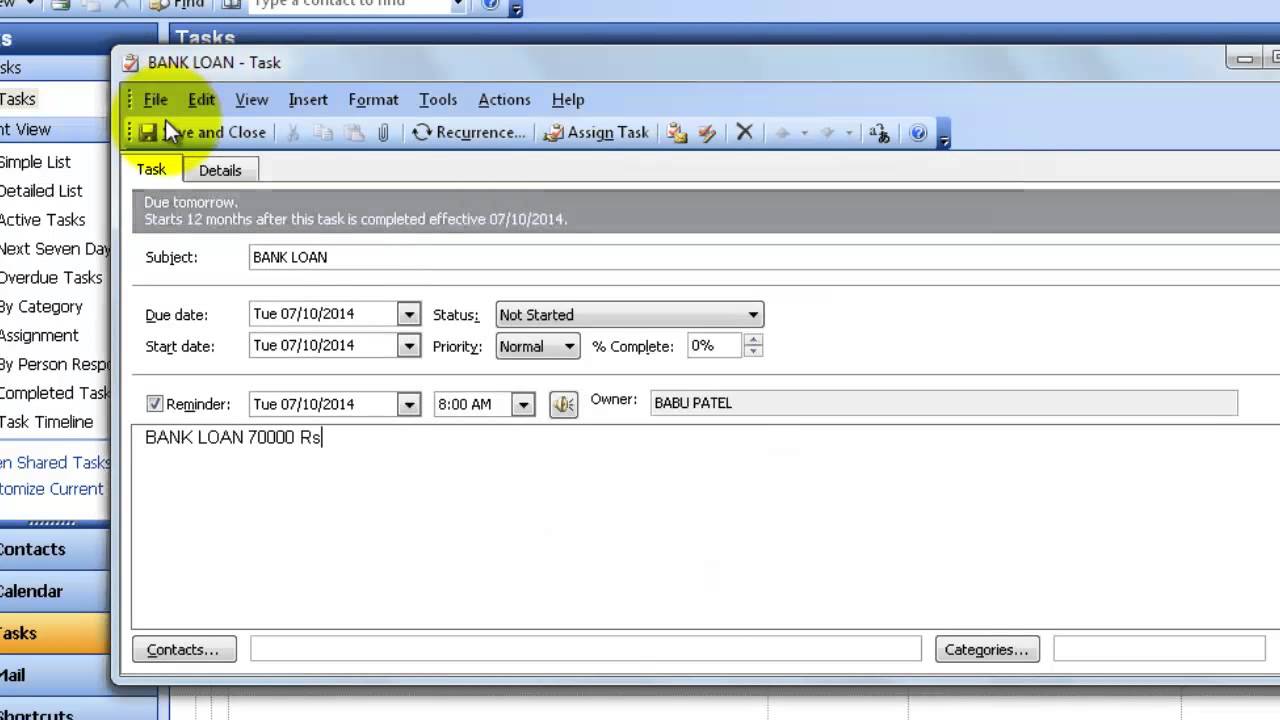 GTU CCC Practical Exam Video 6 How To Set Reminder In Outlook 2003 