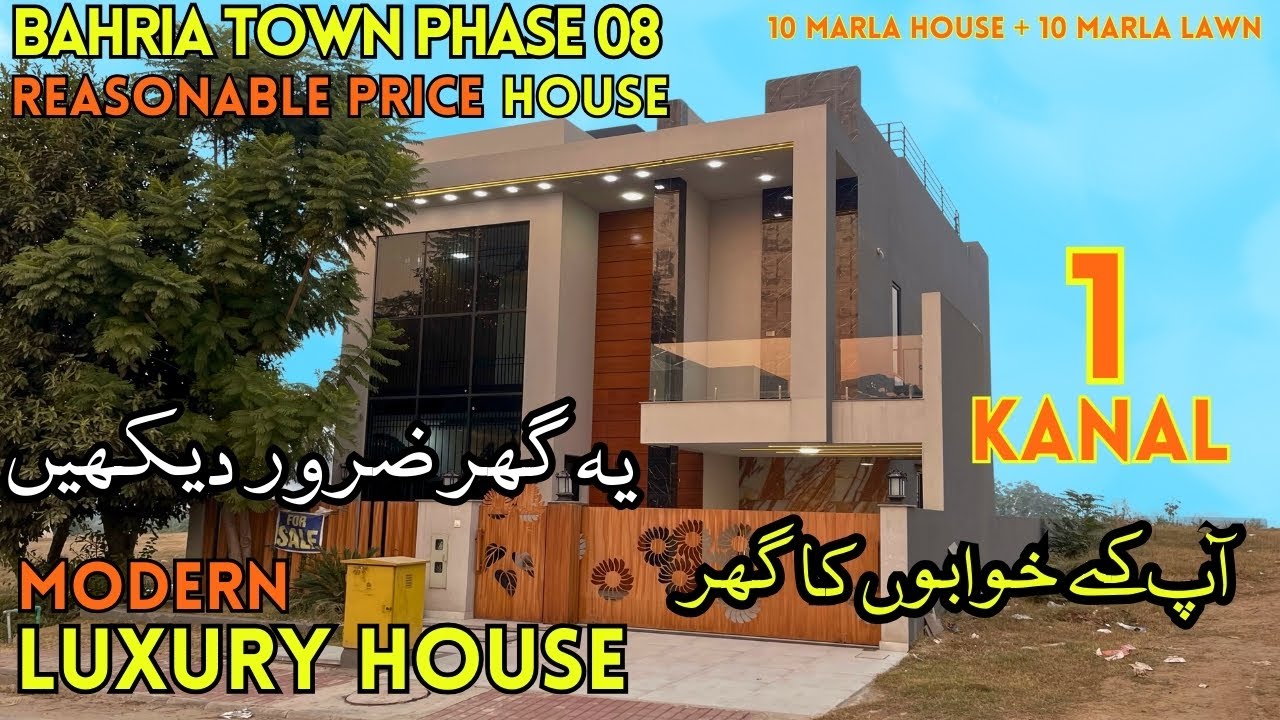 1 Kanal Brand New Designer Villa for Sale | Back & Front Open House in Bahria Town Phase 8