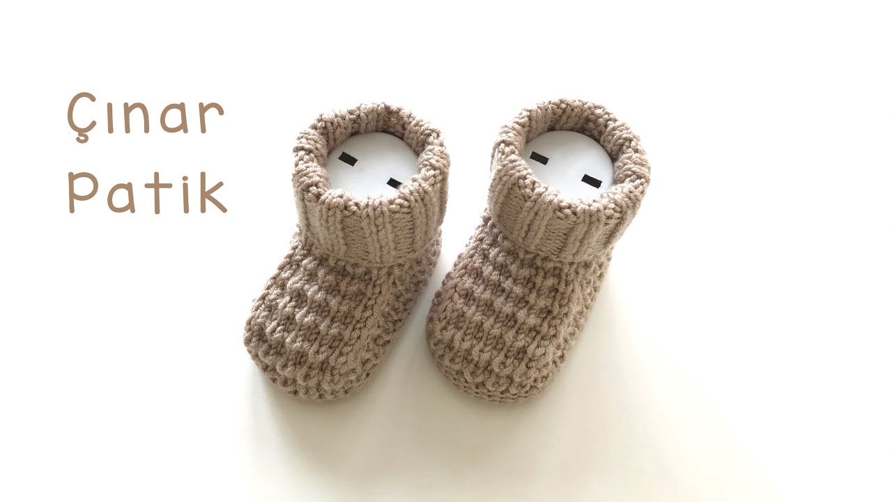 Çınar Patik / Fare Dişi Model Bebek Patiği / Kolay Patik Yapımı / Quick & Easy Baby Booties