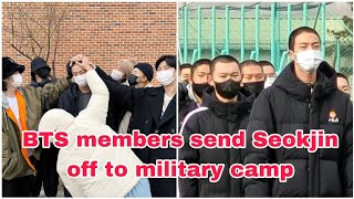 BTS escort Seokjin to military camp