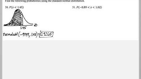Math 209 : 6.1 #30, #31 (Statistics Tutorial : The Standard Normal Distribution, normalcdf)