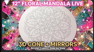 LIVE 🔴 12 Inch Floral Mandala with Mirrors, Fevicryl 3D Outliner + Acrylic Colors | Step by Step