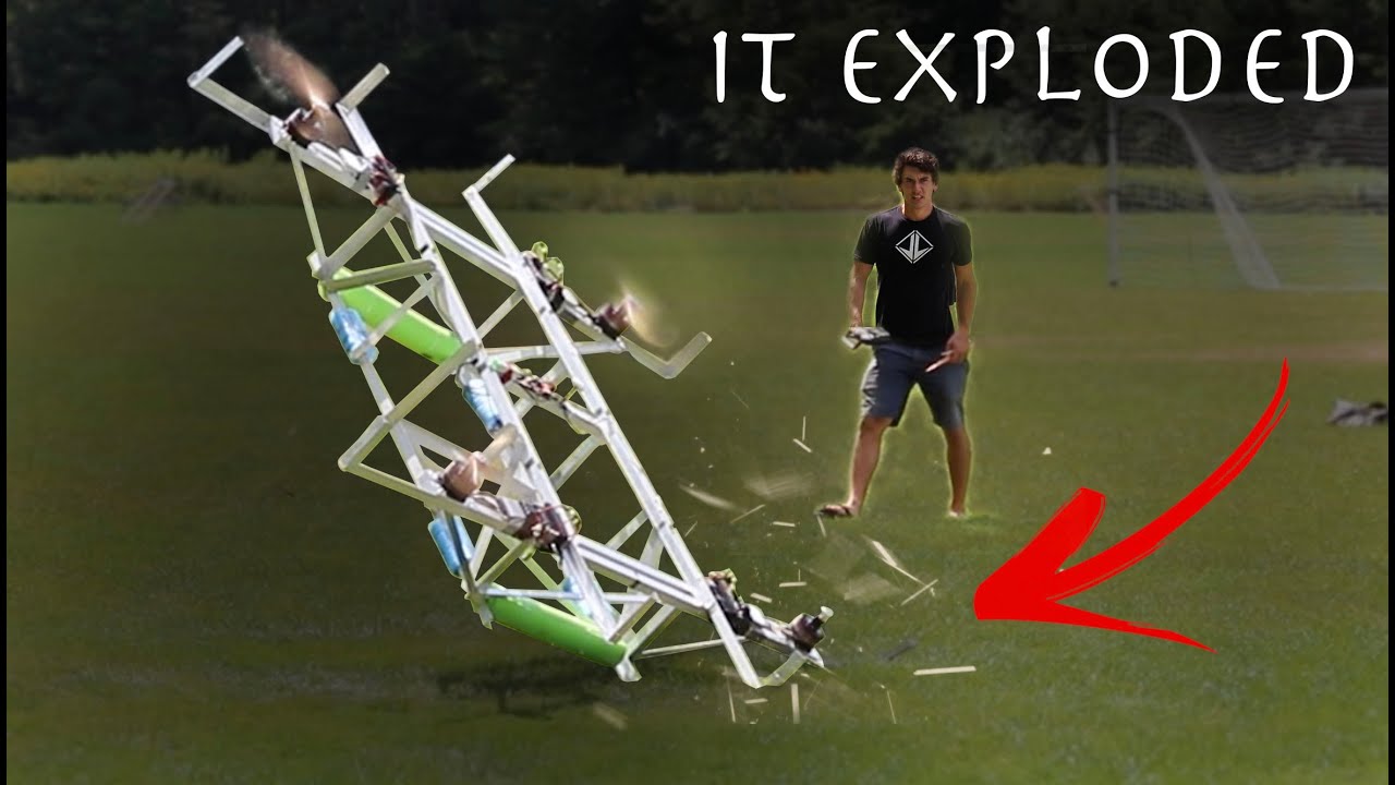 ⁣Testing Giant Human Flying Drone At Public Park! (It Exploded)