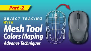 Object Tracing in Illustrator  Make Realistic Computer Mouse Vector  Mesh Tool & Color Mapping #20