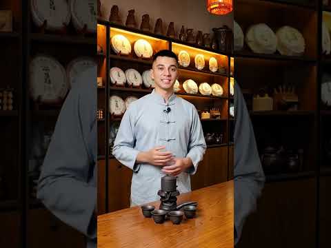 Керамічний чайний набір у китайському стилі, коричневий набір для чайної церемонії на 6 персон, видео 1