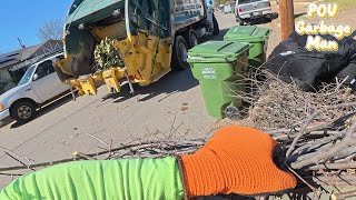 Garbage Collection in Rear-Loader Garbage Truck POV | 4K Full UHD ASMR