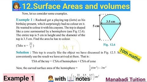 10th class math| Chapter 12| 💁‍♂️Surface areas and volumes| 💁‍♀️Example 1|CBSE|NCERT| with notes|