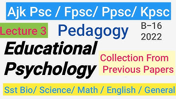 Psychology MCQS Solved  SST General B-16 AJK Psc Pedagogy for (NTS)(ETA)
