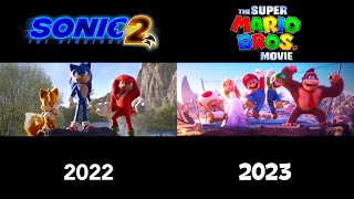 Sonic The Hedgehog 1 \& 2 VS. The Super Mario Bros. Movie side-by-side @eganimation442