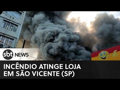 Incêndio de grandes proporções atinge Lojas Marisa no litoral de SP