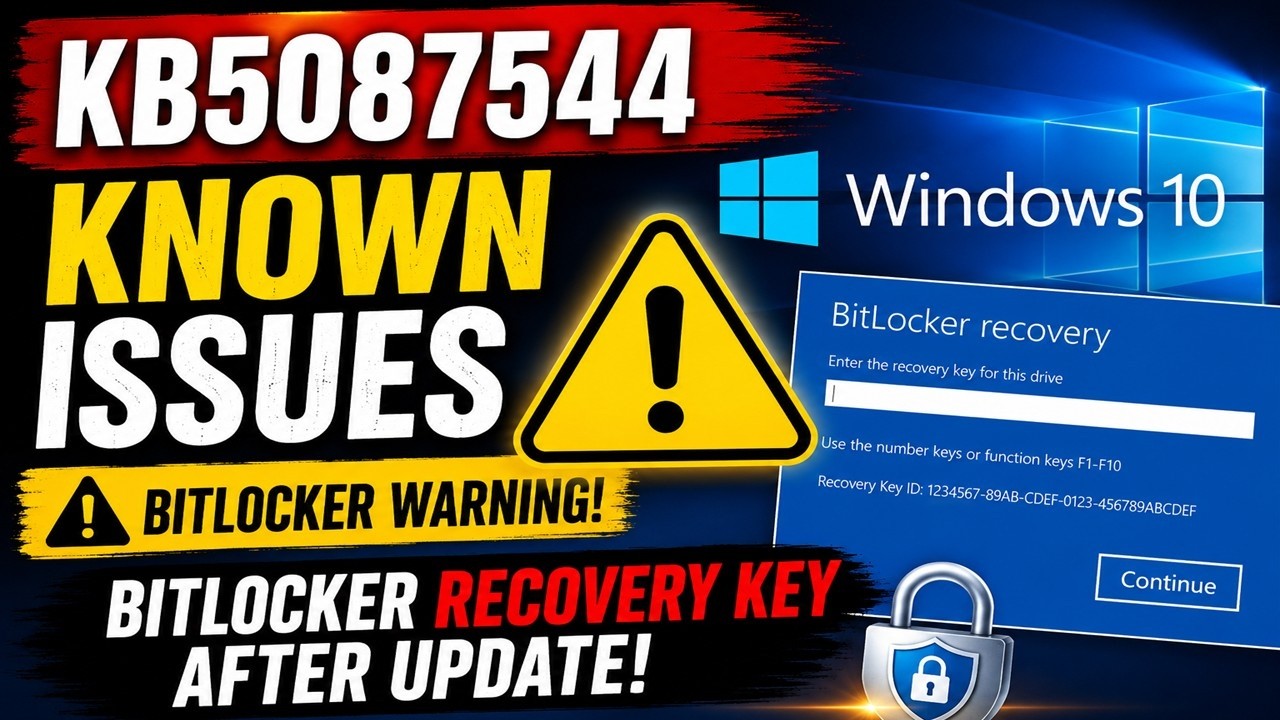 Windows 10 KB5087544 Issues Explained | BitLocker Recovery Key Warning ...