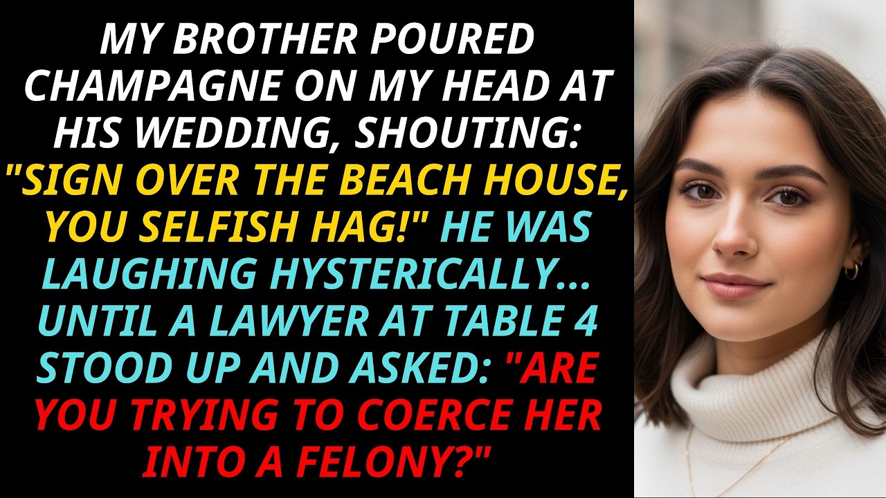 My Brother Poured Champagne On Me, “Sign Over The Beach House!”—Until A Lawyer Stopped The Wedding
