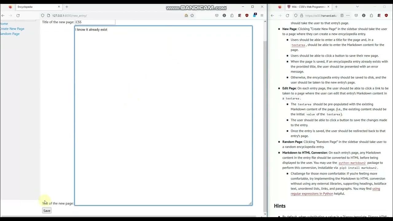 CS50 Web programming project Wiki - Django - YouTube