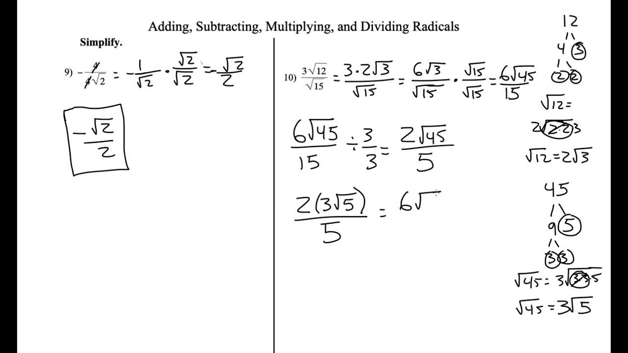 Dividing Radicals Example Problems