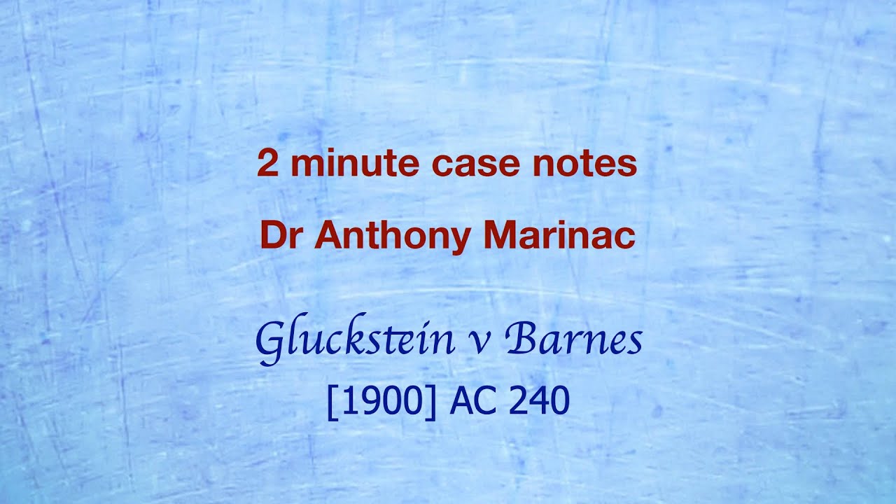 Gluckstein V Barnes Promoters Duty Of Disclosure YouTube gluckstein-v-barnes-promoters-duty-of-disclosure-youtube