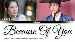 [Sub Indo] Ha Sung Woon – Because Of You (Flower Crew: Joseon Marriage Agency Ost Part. 5) Lyrics