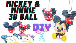 Valentine Day Handmade Gift Mickey Minnie 3D Ball Keychain Perler Bead Art Tutorial