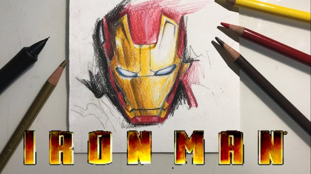 色鉛筆でアイアンマン描いてみた Drawing Ironman Youtube