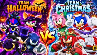 SONIC FORCES SPEED BATTLE! 🎃 TEAM HALLOWEEN vs TEAM CHRISTMAS 🎄 All 8 Characters Showdown!