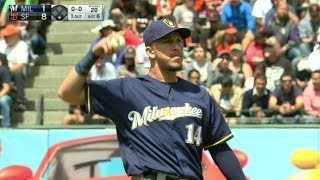 MIL@SF: Perez makes sliding stop, spins to nab Posey