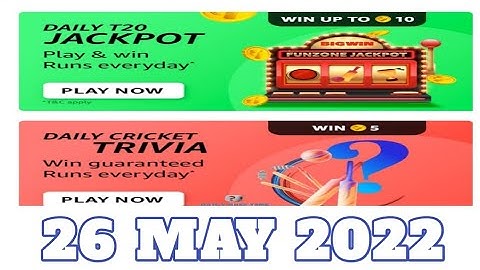 Amazon Funzone Daily T20 Cricket Trivia Quiz Answers Today|26 May 2022| Daily Quiz Time